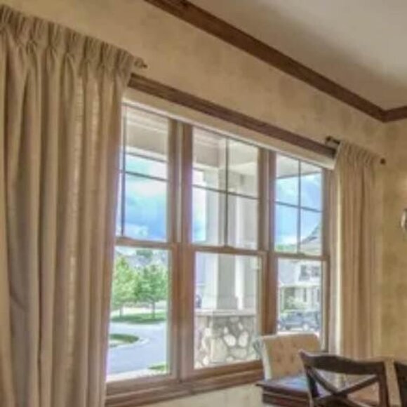 2 Custom Beige 27W X 100L PINCH PLEAT Drapery Panels - Picture 1 of 6